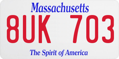 MA license plate 8UK703