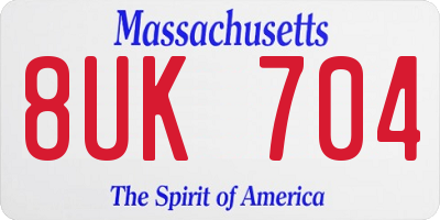 MA license plate 8UK704
