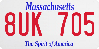 MA license plate 8UK705