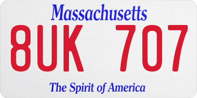 MA license plate 8UK707