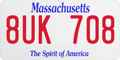 MA license plate 8UK708