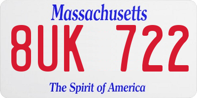MA license plate 8UK722