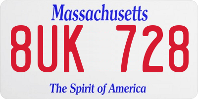 MA license plate 8UK728