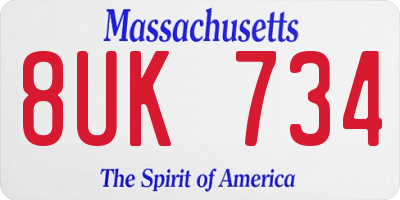 MA license plate 8UK734
