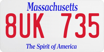 MA license plate 8UK735