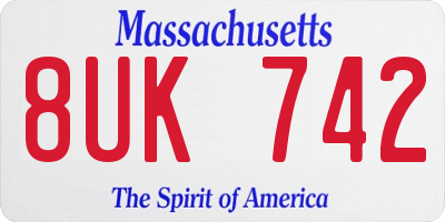 MA license plate 8UK742