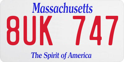 MA license plate 8UK747