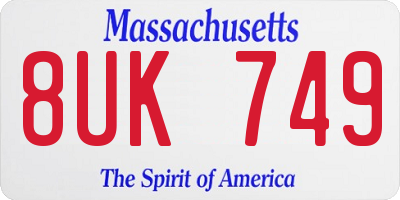 MA license plate 8UK749