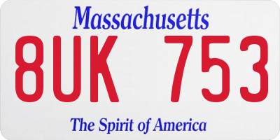MA license plate 8UK753