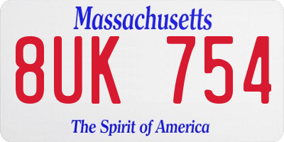 MA license plate 8UK754