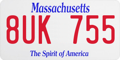 MA license plate 8UK755