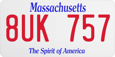 MA license plate 8UK757