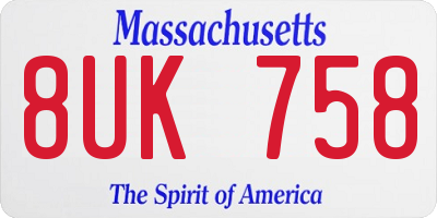 MA license plate 8UK758