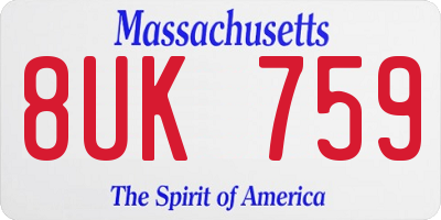 MA license plate 8UK759