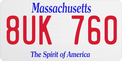 MA license plate 8UK760