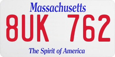 MA license plate 8UK762
