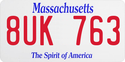 MA license plate 8UK763