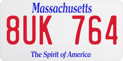 MA license plate 8UK764