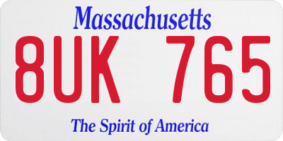 MA license plate 8UK765