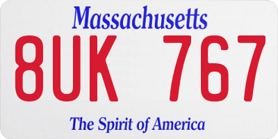 MA license plate 8UK767