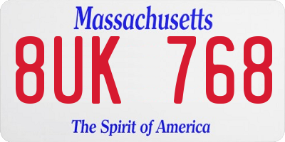 MA license plate 8UK768