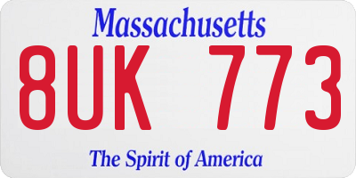 MA license plate 8UK773
