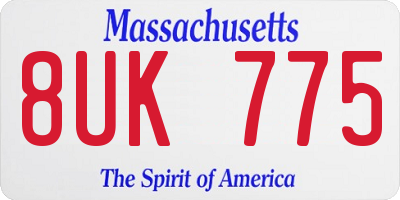 MA license plate 8UK775
