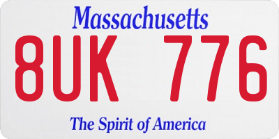 MA license plate 8UK776