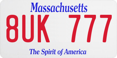 MA license plate 8UK777