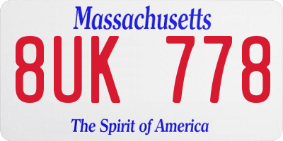 MA license plate 8UK778