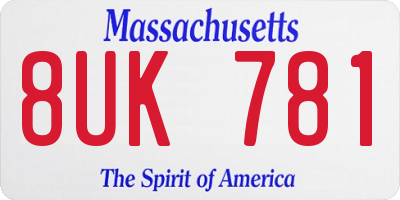 MA license plate 8UK781