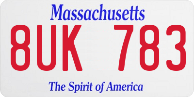 MA license plate 8UK783