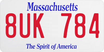 MA license plate 8UK784