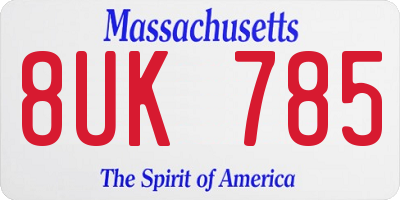 MA license plate 8UK785