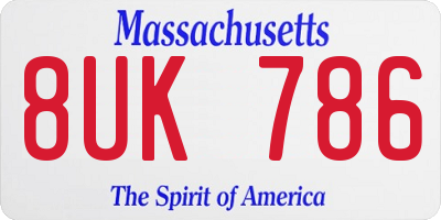 MA license plate 8UK786