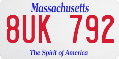 MA license plate 8UK792