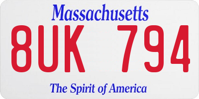 MA license plate 8UK794