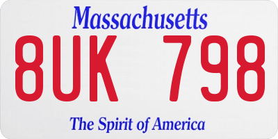 MA license plate 8UK798