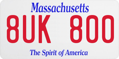 MA license plate 8UK800