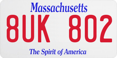 MA license plate 8UK802