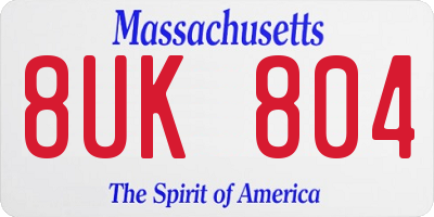 MA license plate 8UK804