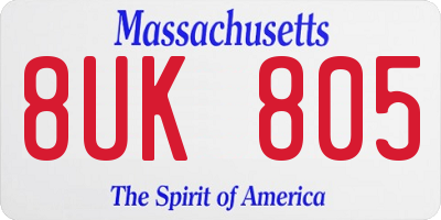 MA license plate 8UK805