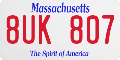 MA license plate 8UK807