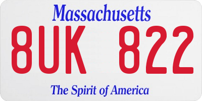 MA license plate 8UK822