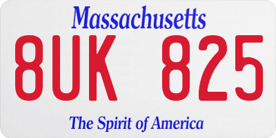 MA license plate 8UK825