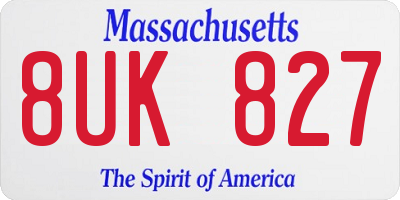 MA license plate 8UK827