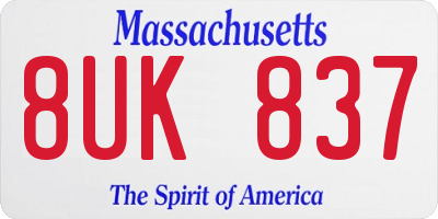 MA license plate 8UK837