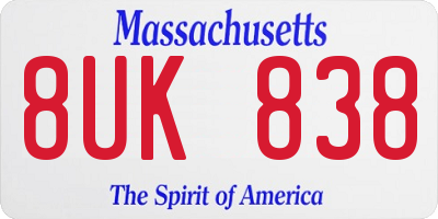 MA license plate 8UK838