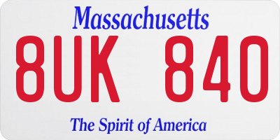 MA license plate 8UK840