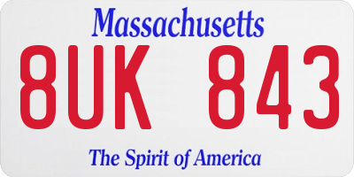 MA license plate 8UK843
